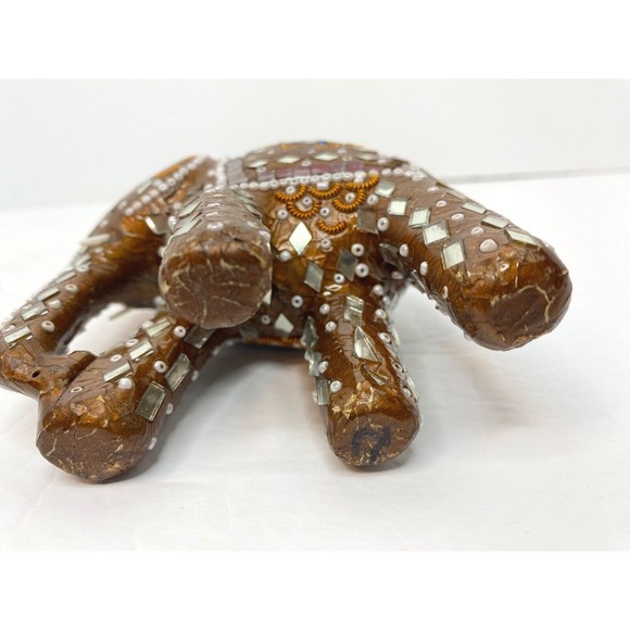 Circus Elephant Jeweled Beaded Chained Decorative Collectible 4” X 4”Figurine - Picture 9 of 11